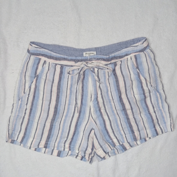 Artisan Ny Pants - Artisan NY 100% Linen Striped Shorts w/Drawstring Waist size 8